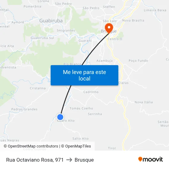 Rua Octaviano Rosa, 971 to Brusque map