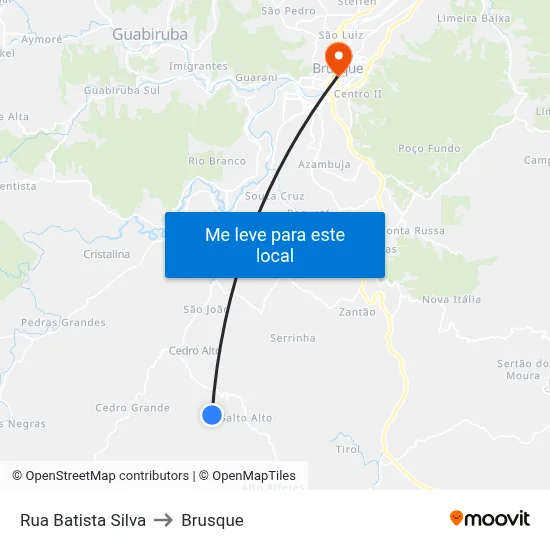 Rua Batista Silva to Brusque map