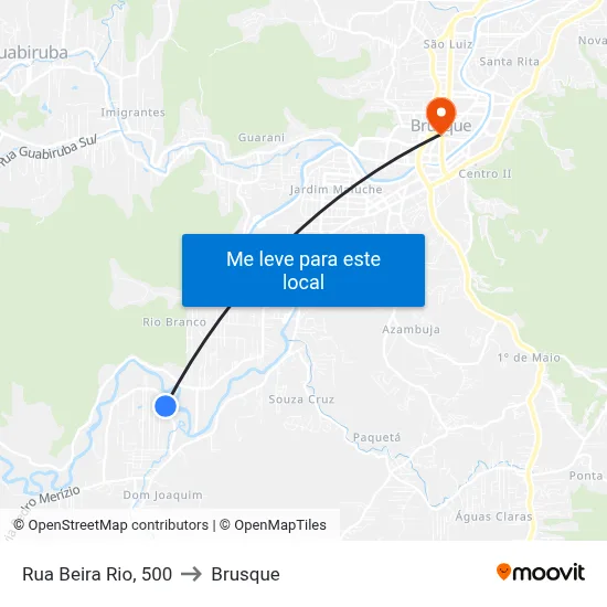 Rua Beira Rio, 500 to Brusque map