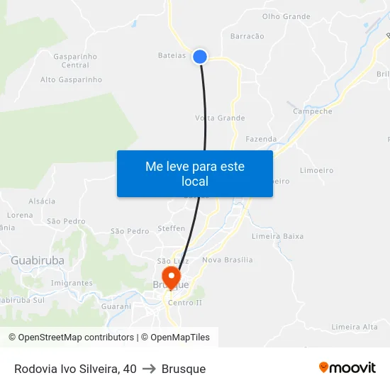 Rodovia Ivo Silveira, 40 to Brusque map