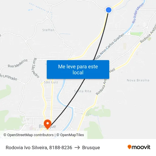 Rodovia Ivo Silveira, 8188-8236 to Brusque map