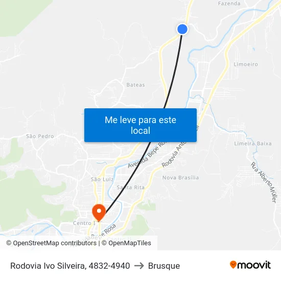 Rodovia Ivo Silveira, 4832-4940 to Brusque map