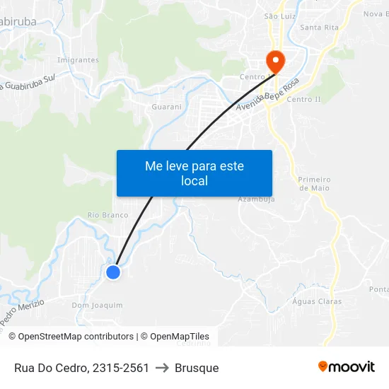 Rua Do Cedro, 2315-2561 to Brusque map