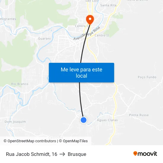 Rua Jacob Schmidt, 16 to Brusque map