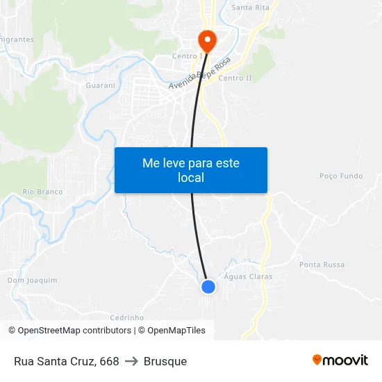 Rua Santa Cruz, 668 to Brusque map