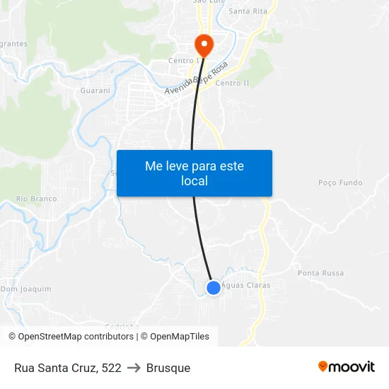 Rua Santa Cruz, 522 to Brusque map