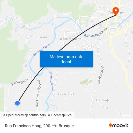Rua Francisco Haag, 200 to Brusque map