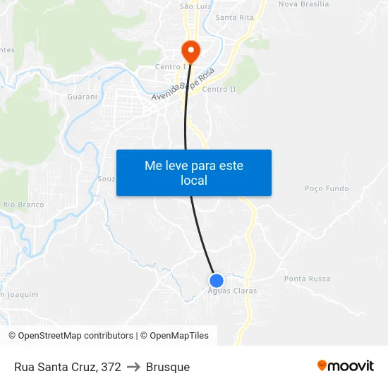 Rua Santa Cruz, 372 to Brusque map