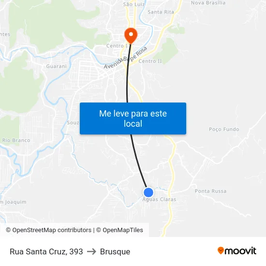 Rua Santa Cruz, 393 to Brusque map