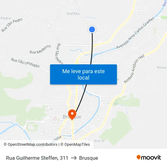 Rua Guilherme Steffen, 311 to Brusque map