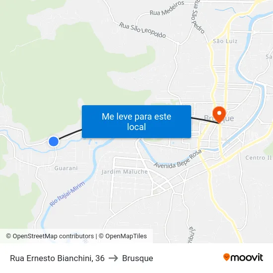 Rua Ernesto Bianchini, 36 to Brusque map