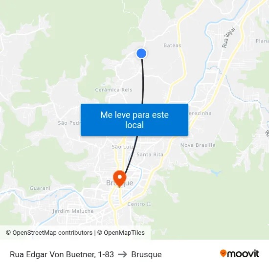 Rua Edgar Von Buetner, 1-83 to Brusque map
