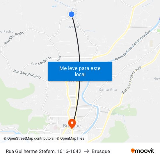 Rua Guilherme Stefem, 1616-1642 to Brusque map