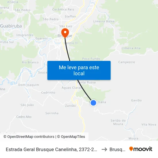Estrada Geral Brusque Canelinha, 2372-2568 to Brusque map