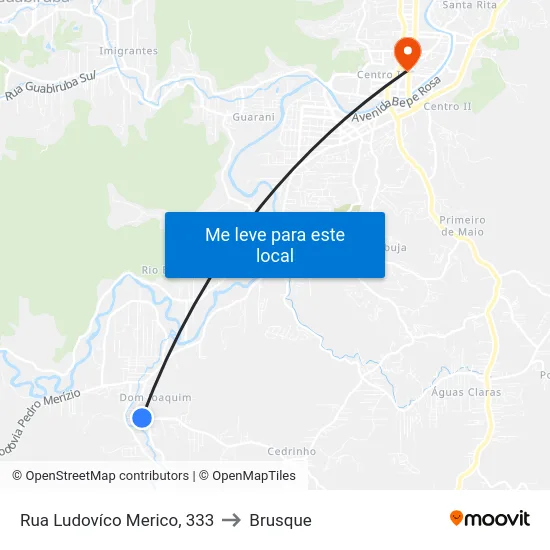 Rua Ludovíco Merico, 333 to Brusque map
