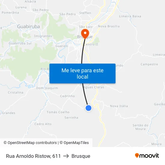 Rua Arnoldo Ristow, 611 to Brusque map