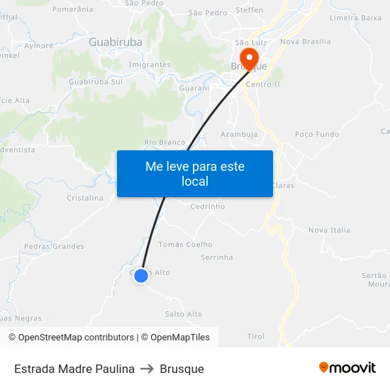 Estrada Madre Paulina to Brusque map