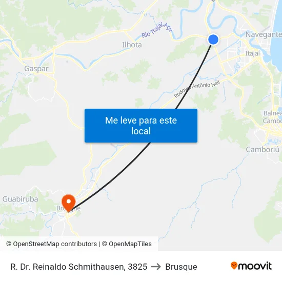 R. Dr. Reinaldo Schmithausen, 3825 to Brusque map