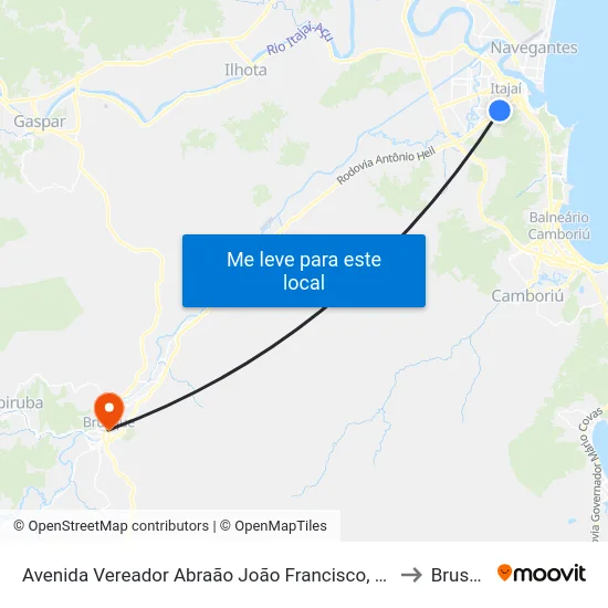 Avenida Vereador Abraão João Francisco, 3934-4240 to Brusque map