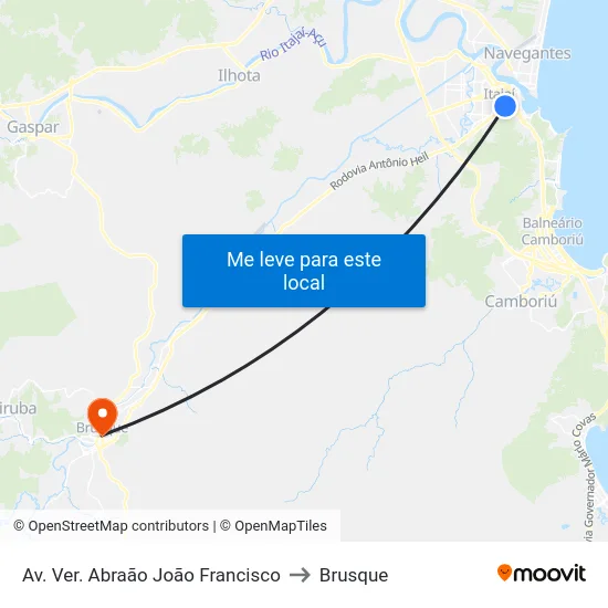 Av. Ver. Abraão João Francisco to Brusque map