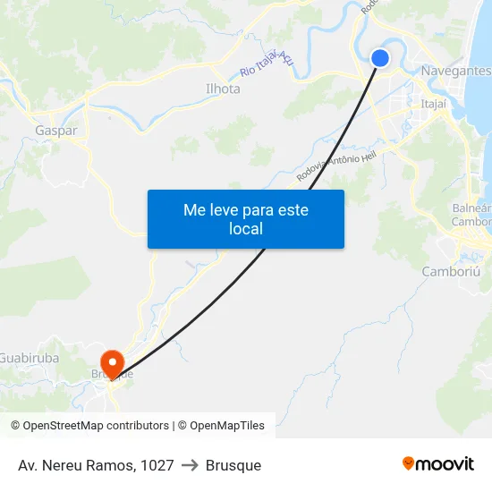 Av. Nereu Ramos, 1027 to Brusque map