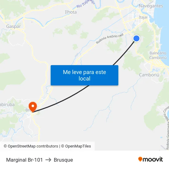 Marginal Br-101 to Brusque map