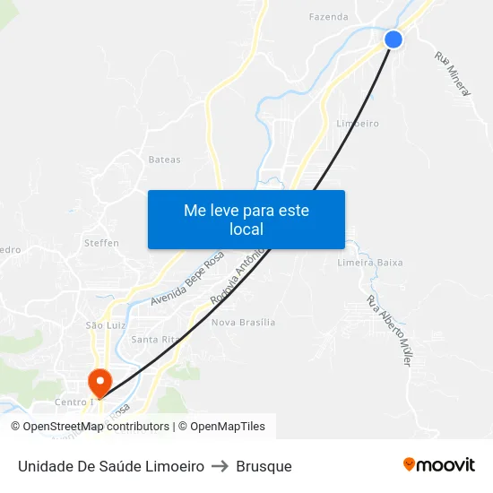 Unidade De Saúde Limoeiro to Brusque map