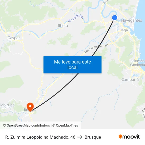 R. Zulmira Leopoldina Machado, 46 to Brusque map