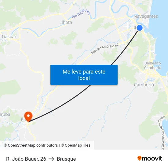 R. João Bauer, 26 to Brusque map