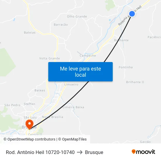 Rod. Antônio Heil 10720-10740 to Brusque map