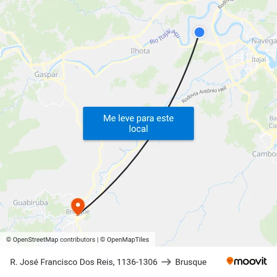 R. José Francisco Dos Reis, 1136-1306 to Brusque map