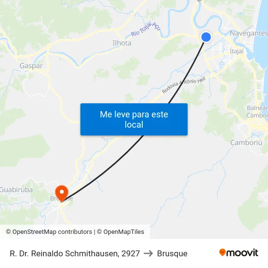R. Dr. Reinaldo Schmithausen, 2927 to Brusque map