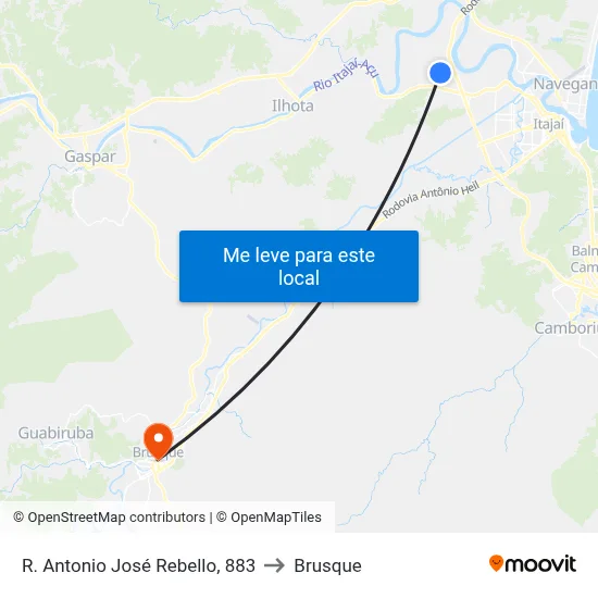 R. Antonio José Rebello, 883 to Brusque map