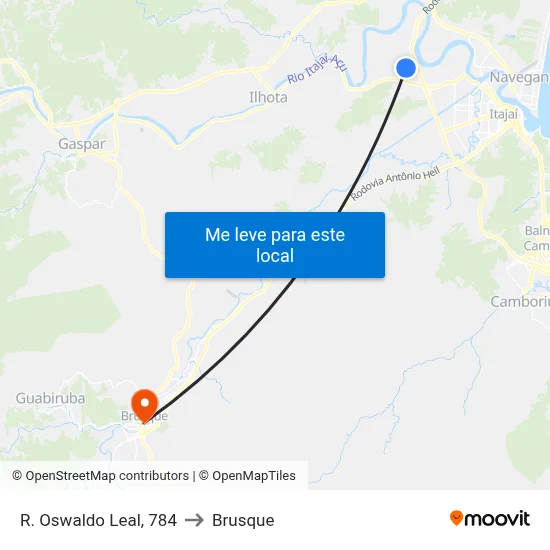 R. Oswaldo Leal, 784 to Brusque map
