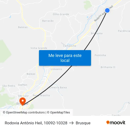 Rodovia Antônio Heil, 10092-10328 to Brusque map