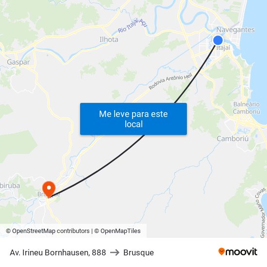Av. Irineu Bornhausen, 888 to Brusque map