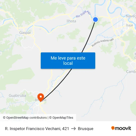 R. Inspetor Francisco Vechani, 421 to Brusque map