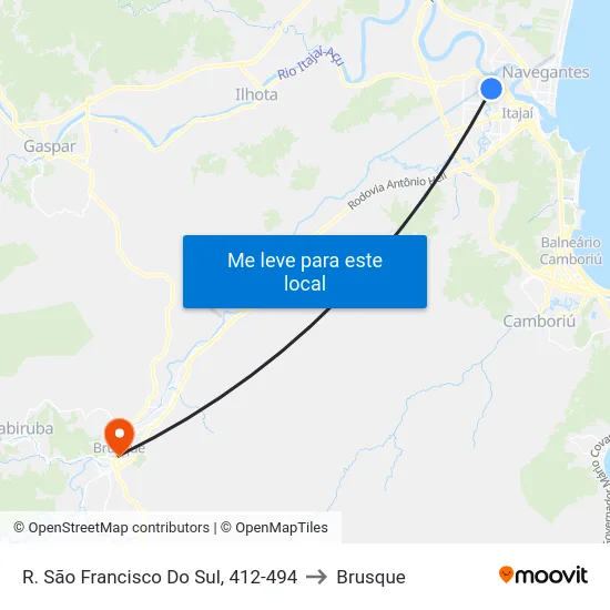 R. São Francisco Do Sul, 412-494 to Brusque map