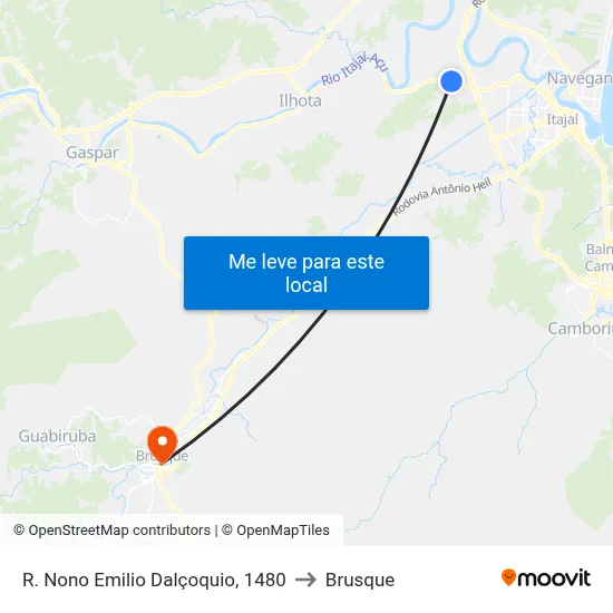 R. Nono Emilio Dalçoquio, 1480 to Brusque map
