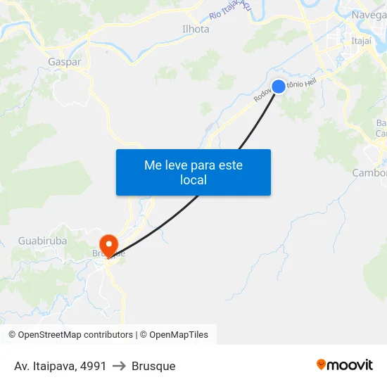 Av. Itaipava, 4991 to Brusque map
