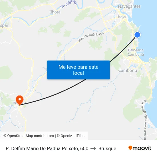 R. Delfim Mário De Pádua Peixoto, 600 to Brusque map