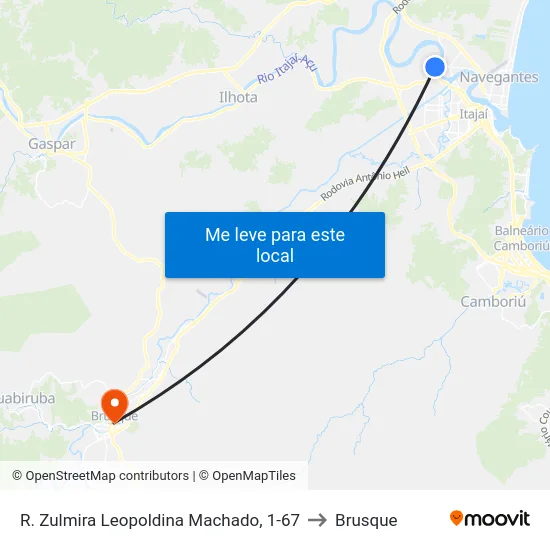 R. Zulmira Leopoldina Machado, 1-67 to Brusque map