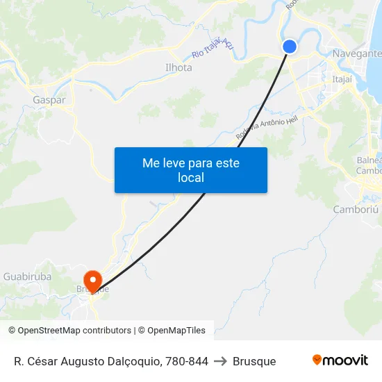 R. César Augusto Dalçoquio, 780-844 to Brusque map