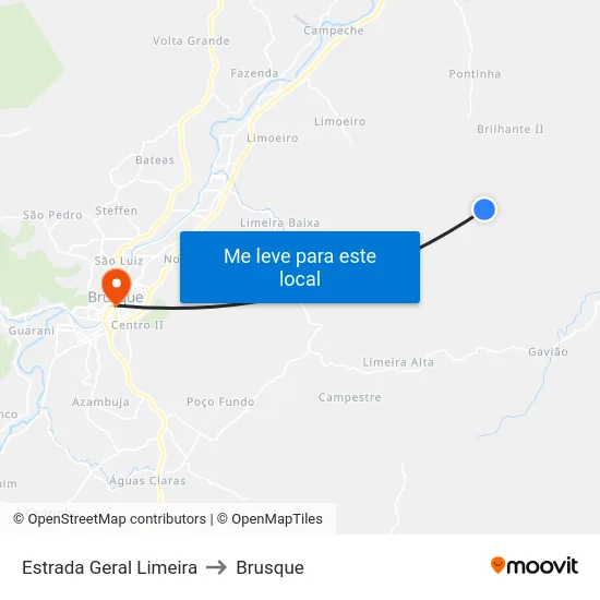 Estrada Geral Limeira to Brusque map