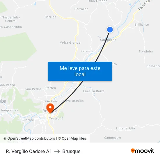 R. Vergílio Cadore A1 to Brusque map
