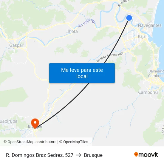 R. Domingos Braz Sedrez, 527 to Brusque map