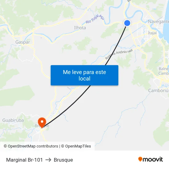 Marginal Br-101 to Brusque map