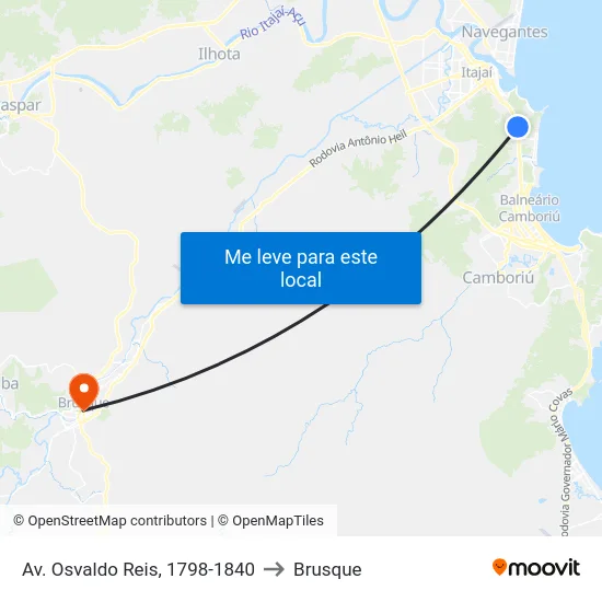 Av. Osvaldo Reis, 1798-1840 to Brusque map