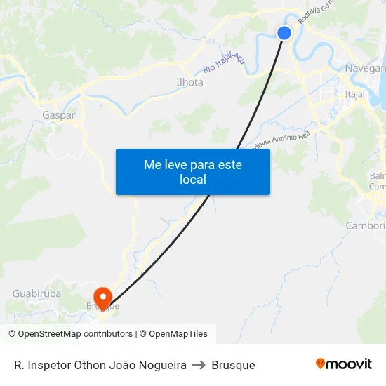 R. Inspetor Othon João Nogueira to Brusque map