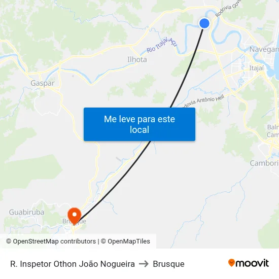 R. Inspetor Othon João Nogueira to Brusque map